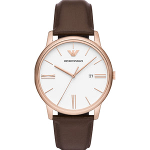 Relógio Emporio Armani Minimalist Masculino Crono Couro