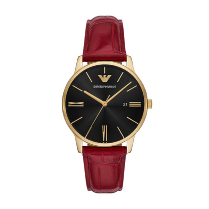 Relógio Emporio Armani Minimalist Masculino Análogo Couro