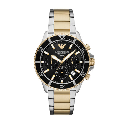 Relógio Emporio Armani World Exp Masculino Solar/Crono Aço