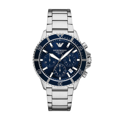 Relógio Emporio Armani World Exp Masculino Solar/Crono Aço