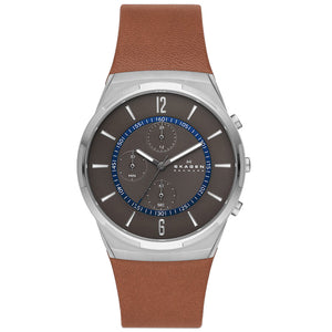 Relógio Skagen Melbye Masculino Crono Couro