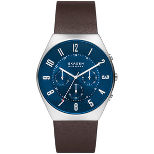 Relógio Skagen Grenen Chronograph Masculino Crono Couro