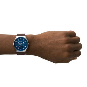 Relógio Skagen Grenen Chronograph Masculino Crono Couro