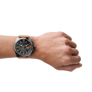 Relógio Diesel Mega Chief Masculino Crono Couro