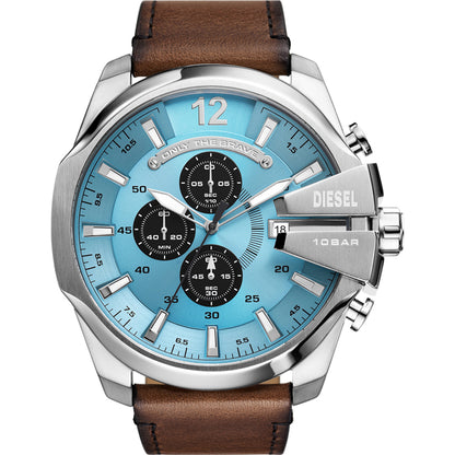Relógio Diesel Mega Chief Masculino Crono Couro