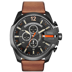 Relógio Diesel Mega Chief Masculino Crono Couro